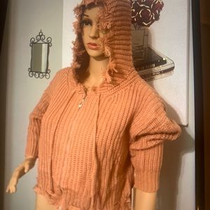 Fray pink crop sweater